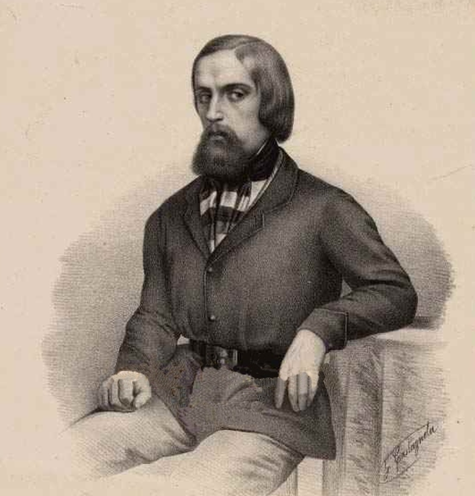 Goffredo Mameli, ritratto dell'epoca in scala di grigi
