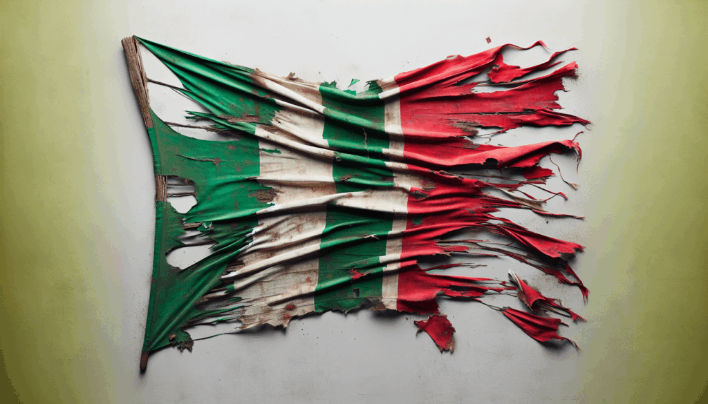 Bandiera italiana stracciata e stilizzata